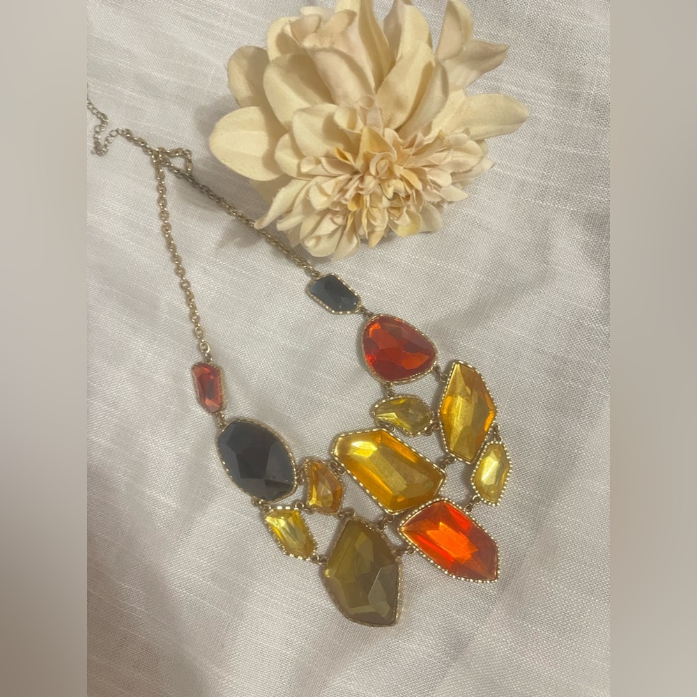 Gold-Tone Multicolor Crystal Bib Necklace - Women Jewelry